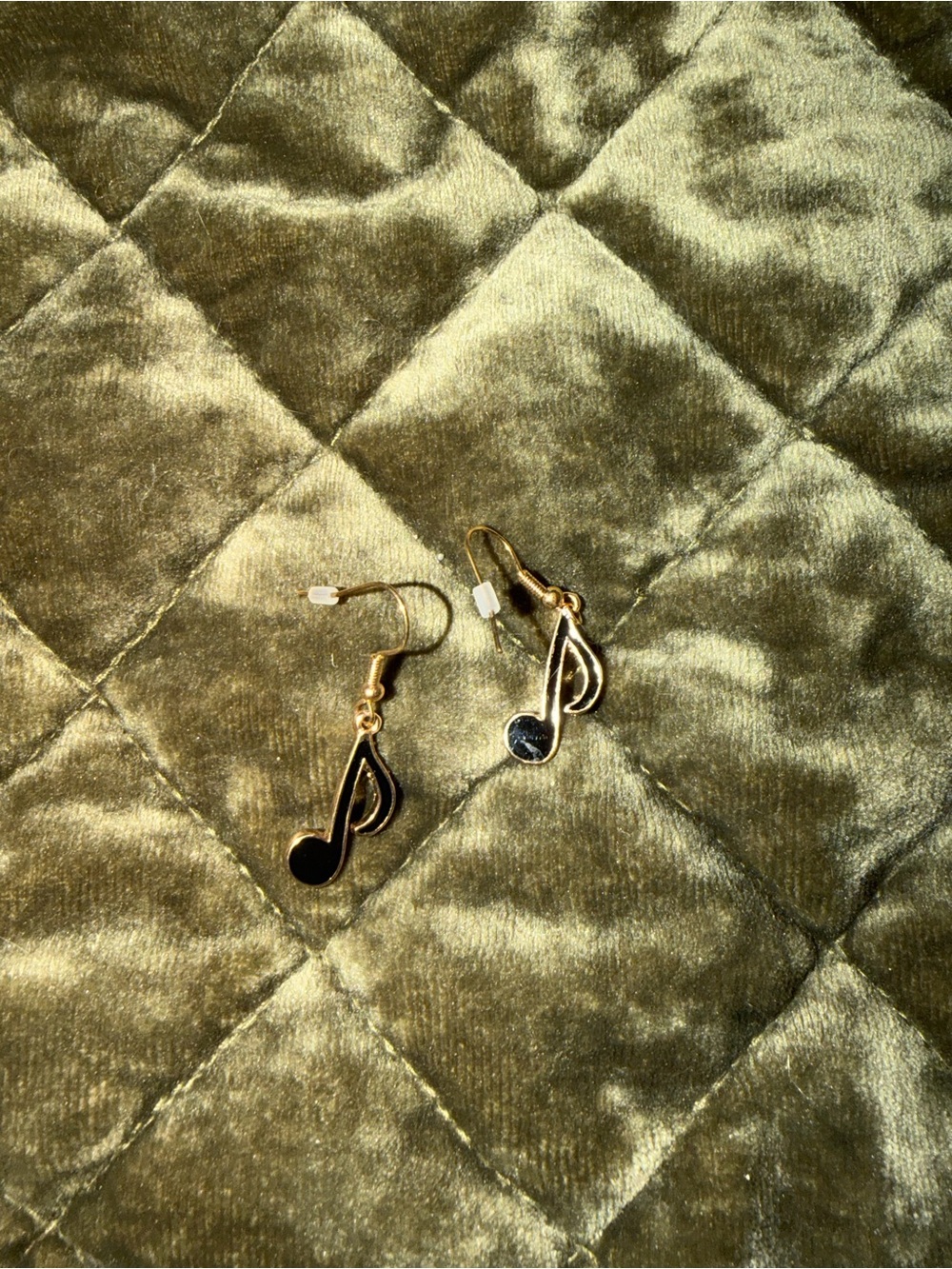 Gold and Black Musical Note Dangle Earrings - Women Jewelry